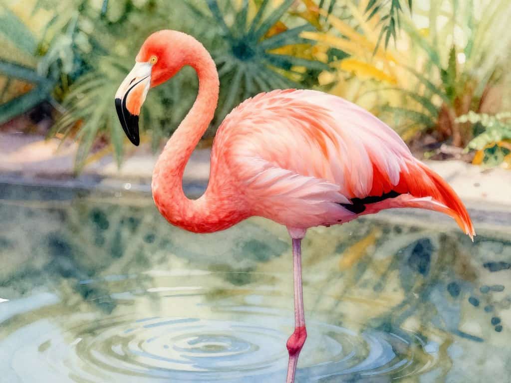Aquarell Flamingo mit Farbverläufen und Schattierungen