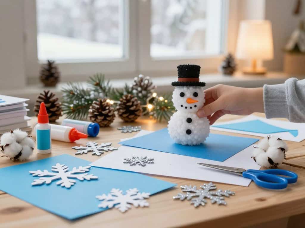 Bastelmaterial Winter und Bastelwerkzeug Kinder für winterliche Projekte