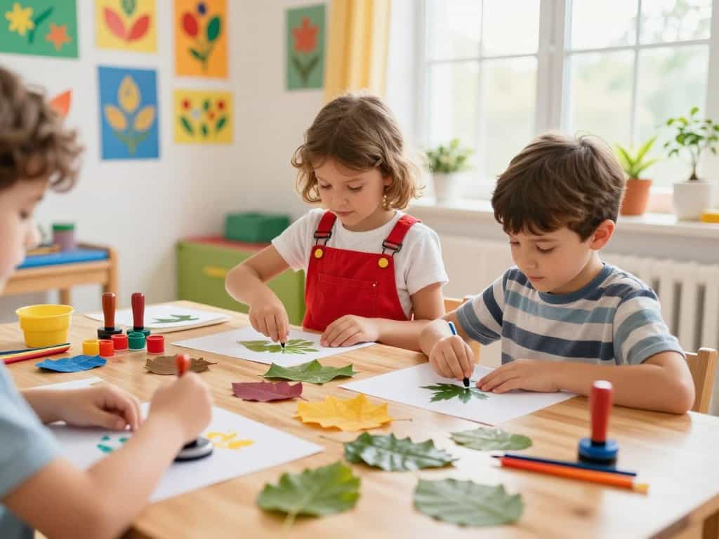 Blätterdruck Technik für Basteln mit Kindern