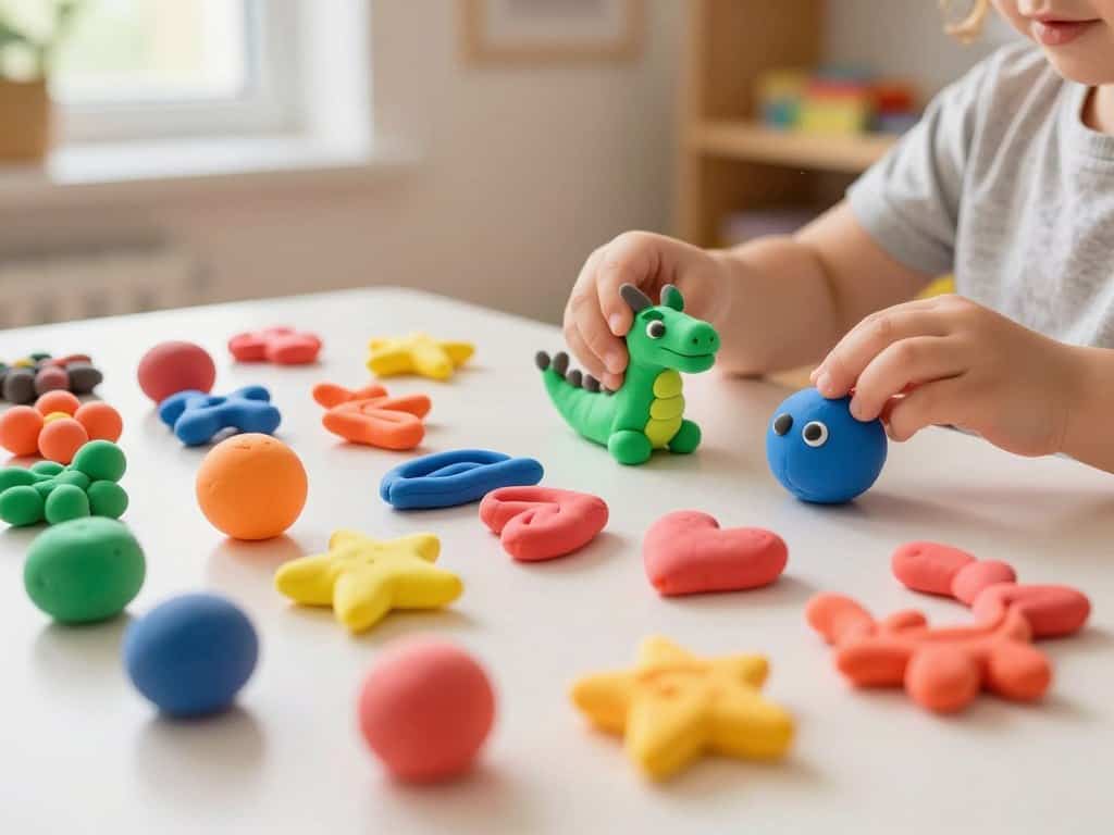 Knetaktivitäten für Kleinkinder mit verschiedenen Formen und Figuren