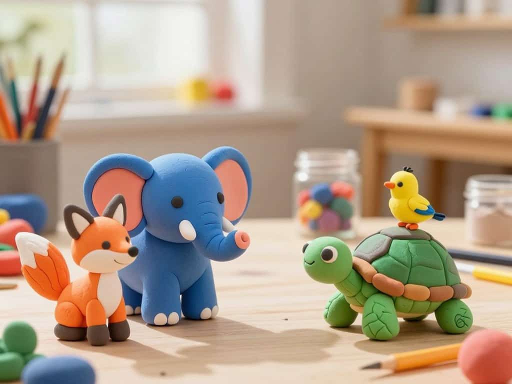 Knetfiguren von verschiedenen Tieren aus Knete basteln