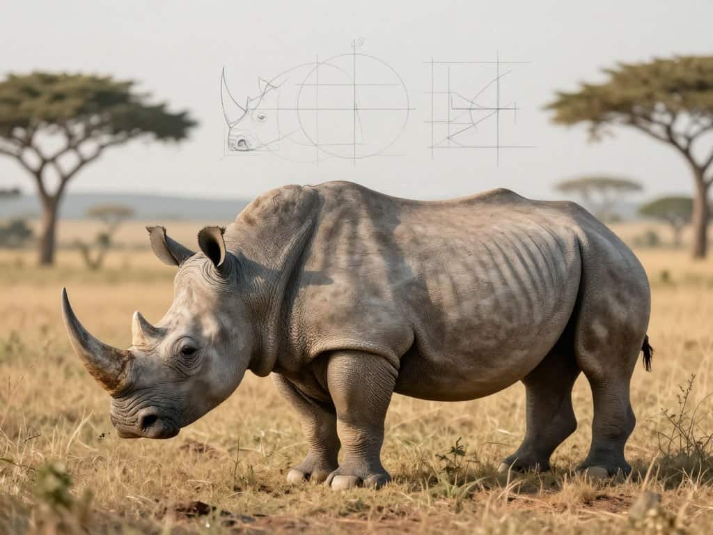 Nashorn skizzieren Grundformen und Proportionen