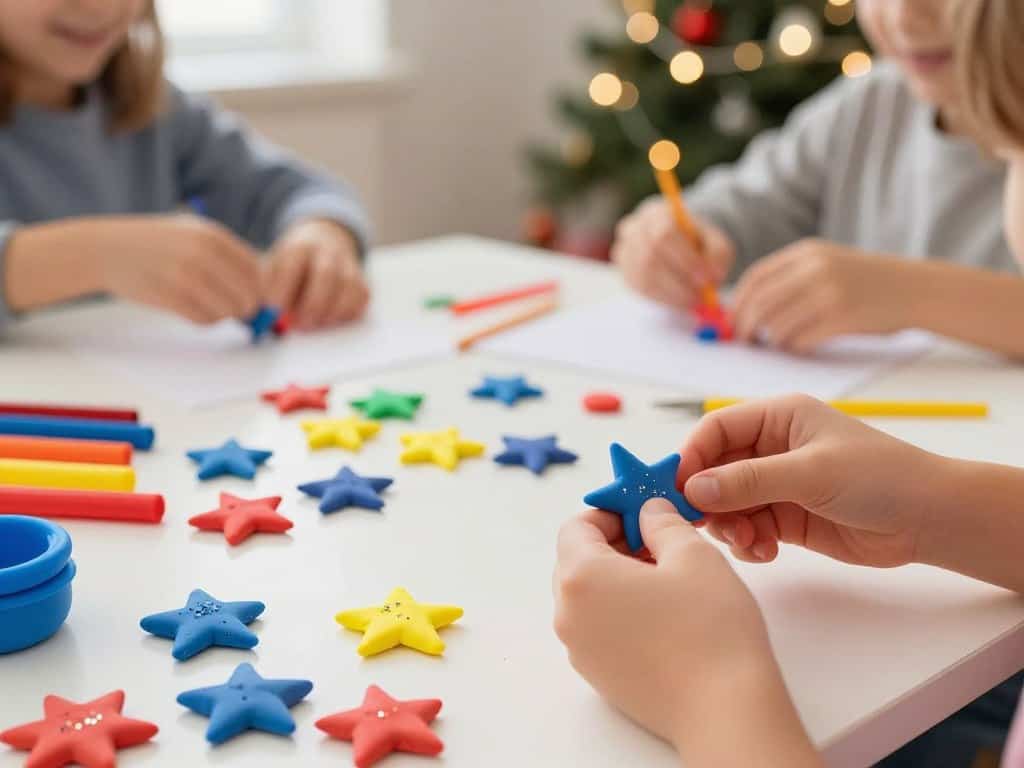 Sterne kneten mit bunter Knetmasse für Kinder