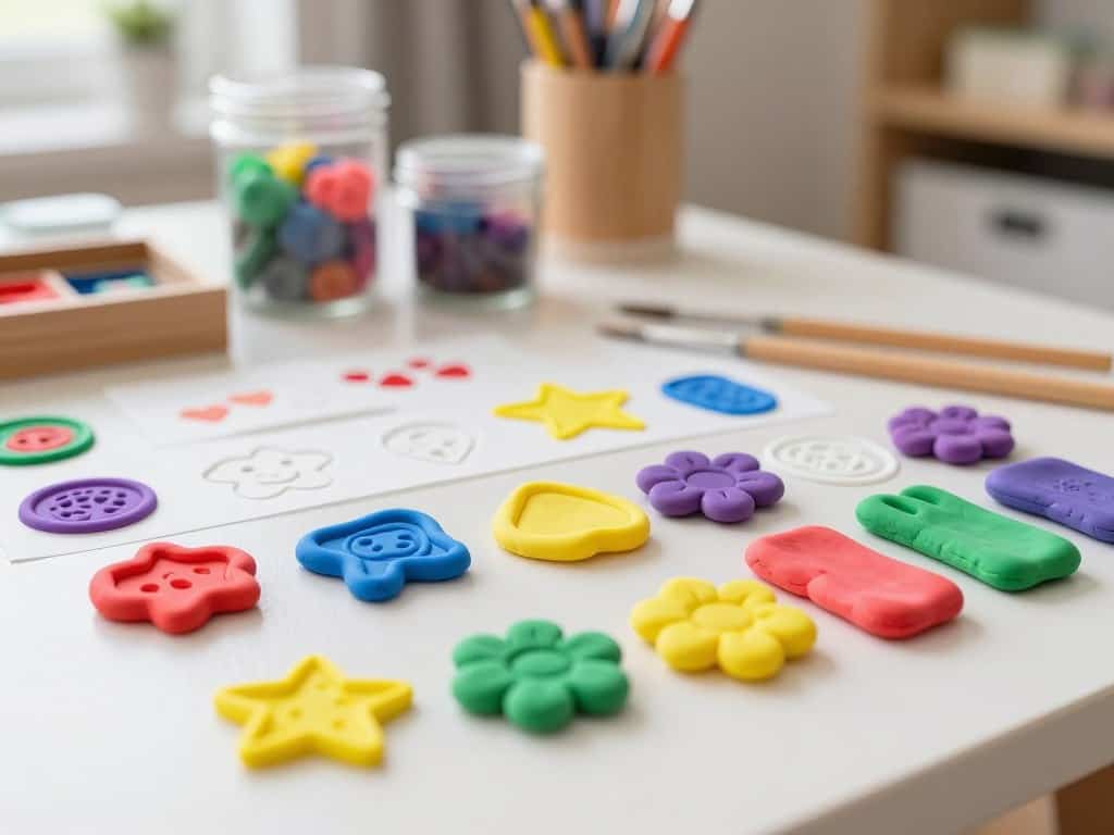Verschiedene Arten von Spielknete zum Stempeln