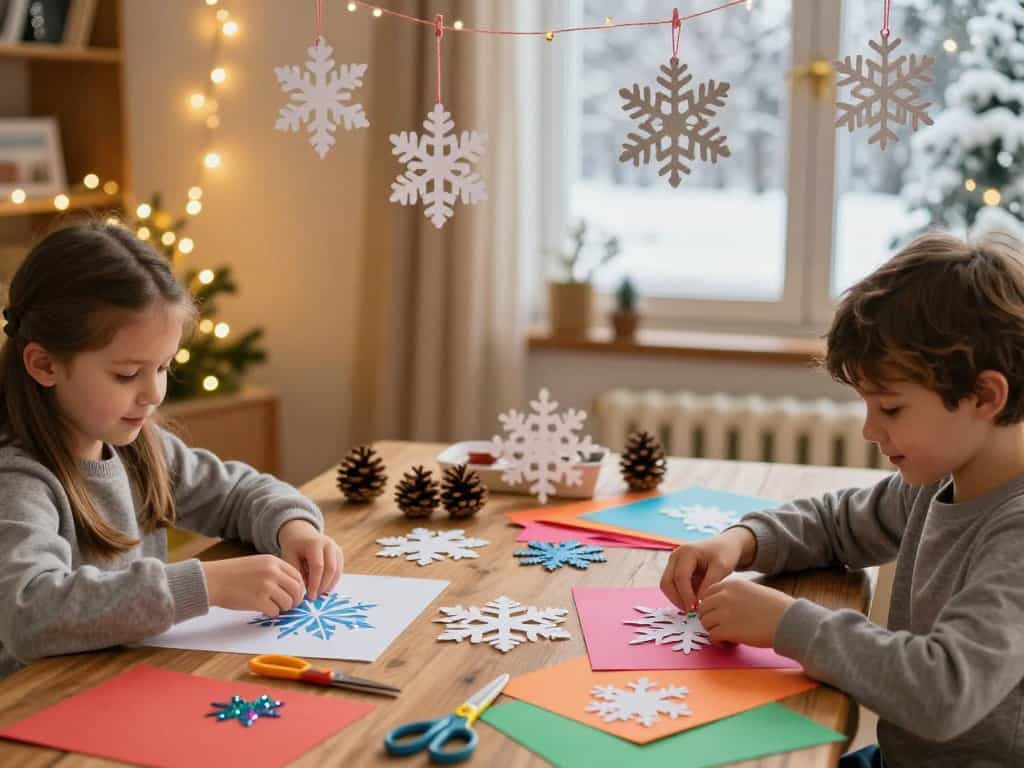 Winterlich Basteln mit Kindern - Schneeflocken basteln und Winterdeko gestalten
