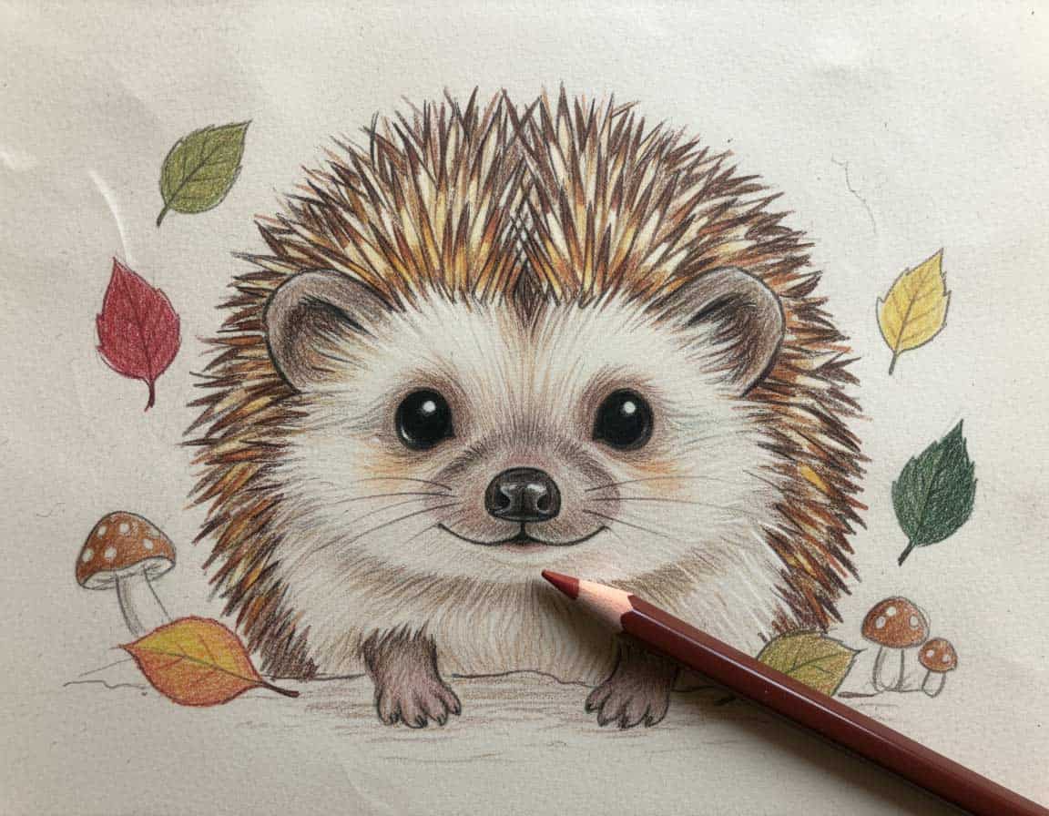 Igel mit Buntstift gemalt Igel mit Buntstift gemalt