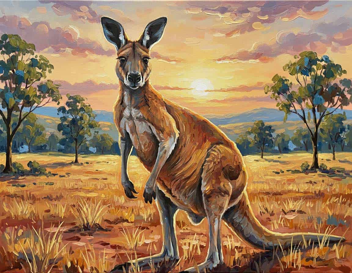 In Acryl gemaltes Känguru In Acryl gemaltes Känguru