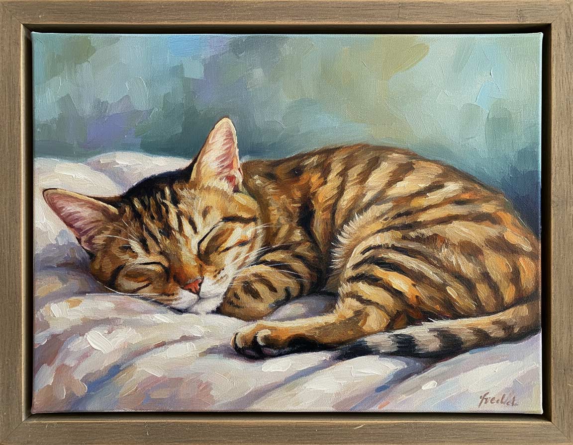 Katze schlafend min Acryl gemalt Katze schlafend min Acryl gemalt