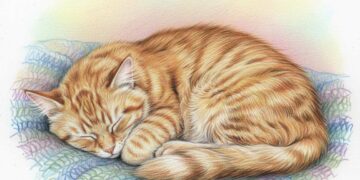 Katze schlafend malen