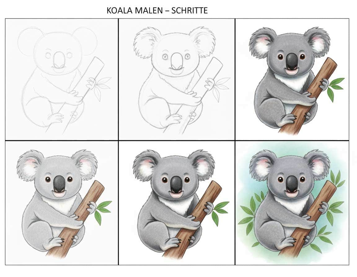 Schritte um einen Koalabaer einfach zu malen Schritte um einen Koalabaer einfach zu malen