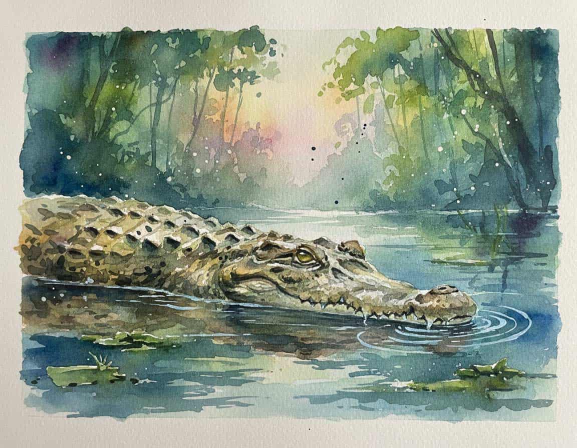 Krokodil mit Wasserfarbe malen Krokodil mit Wasserfarbe malen