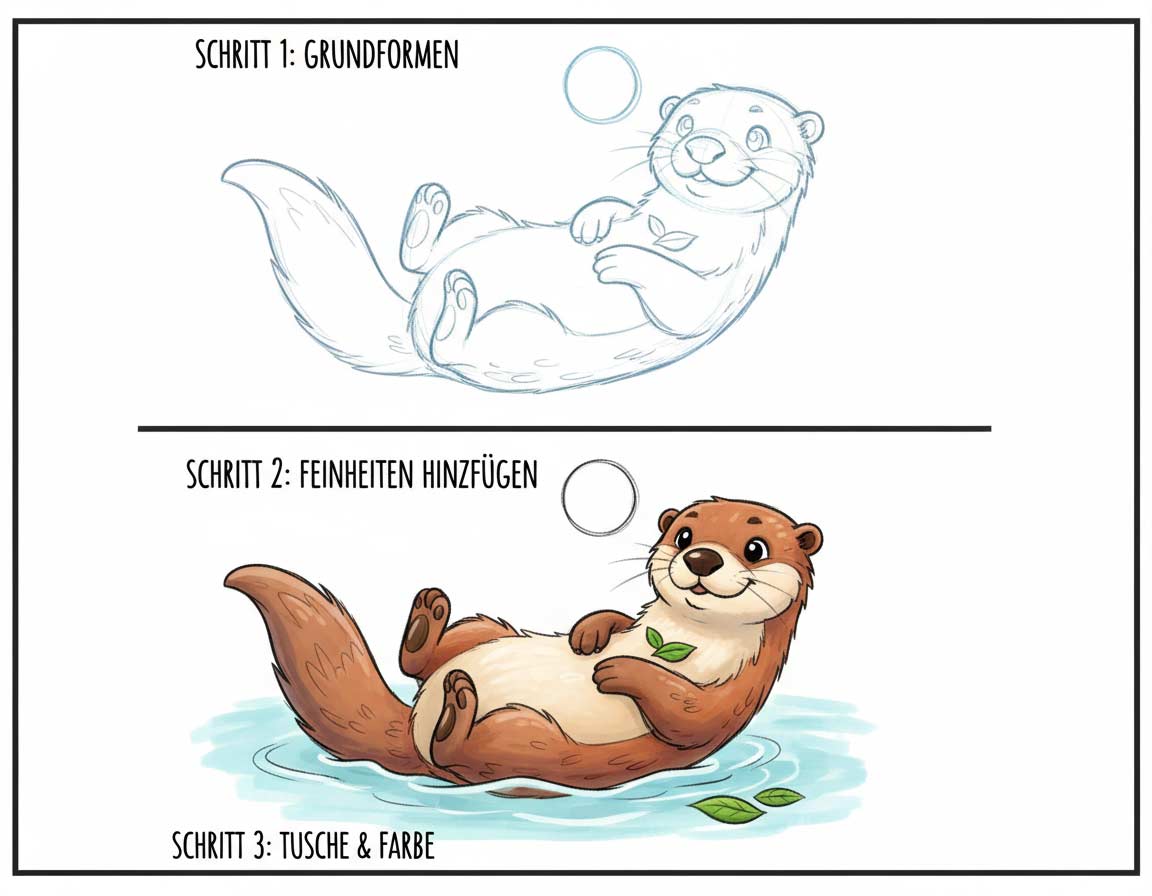 Schritte, wie man einen Otter malt Schritte, wie man einen Otter malt