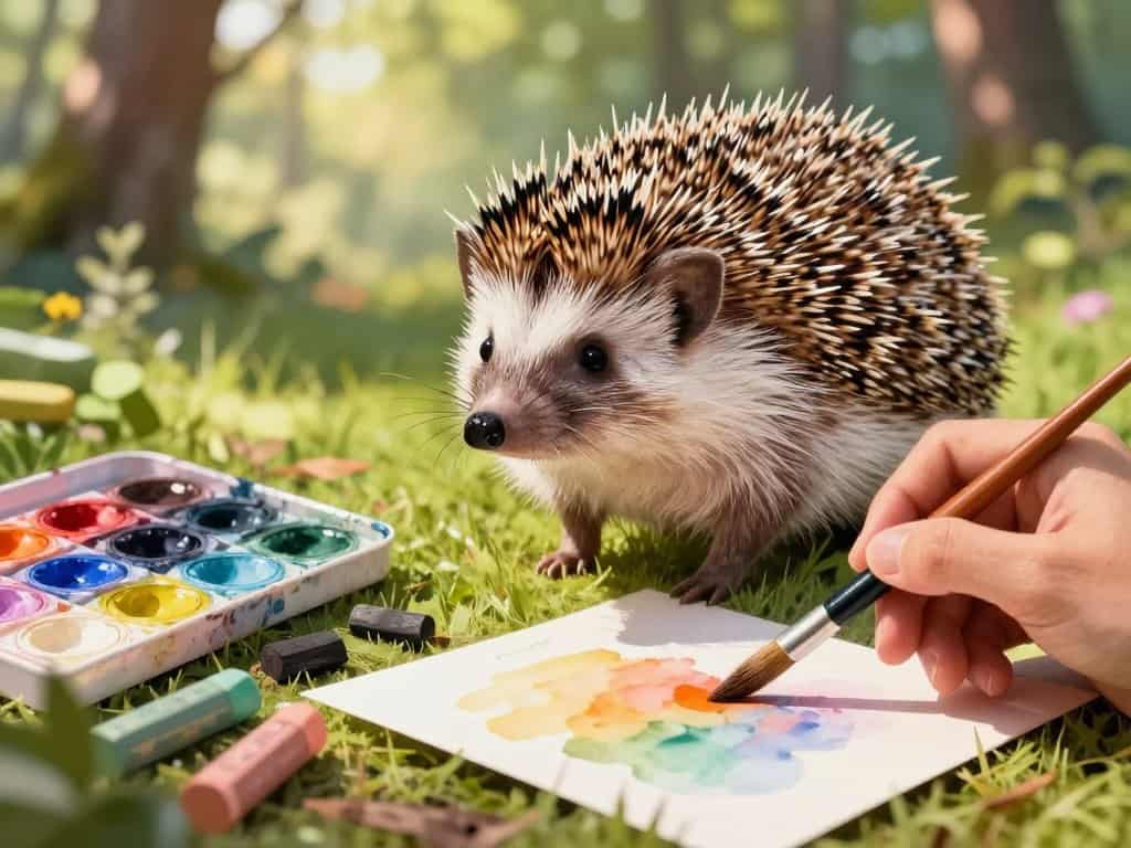 realistischen Igel malen mit verschiedenen Techniken