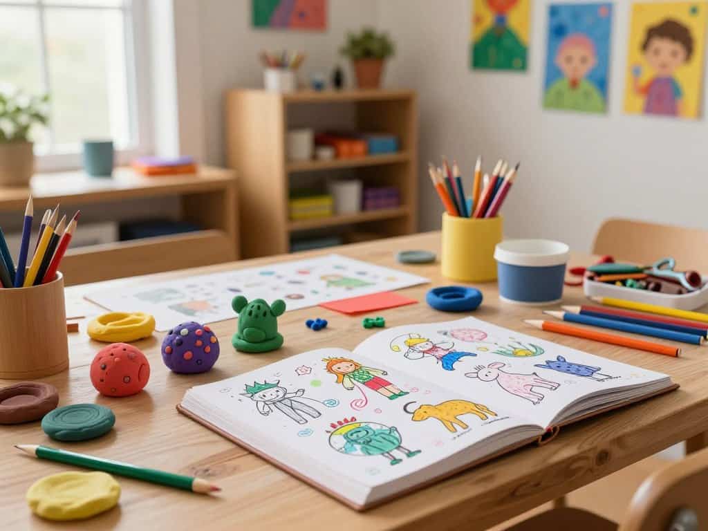 Arbeitsplatz einrichten für Knete Abenteuer