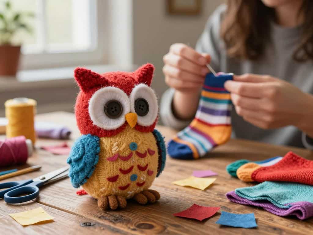Bastelanleitung Eule aus Socken mit praktischen Tipps