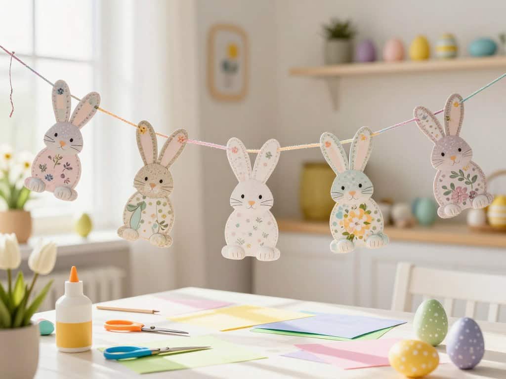 Basteln für Ostern mit Osterhasen Girlande