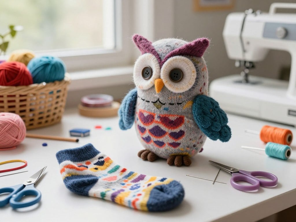 Eule nähen aus Socken Schritt für Schritt