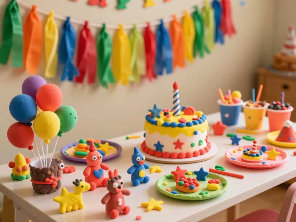 Kindergeburtstag Deko mit Knete selbstgemacht