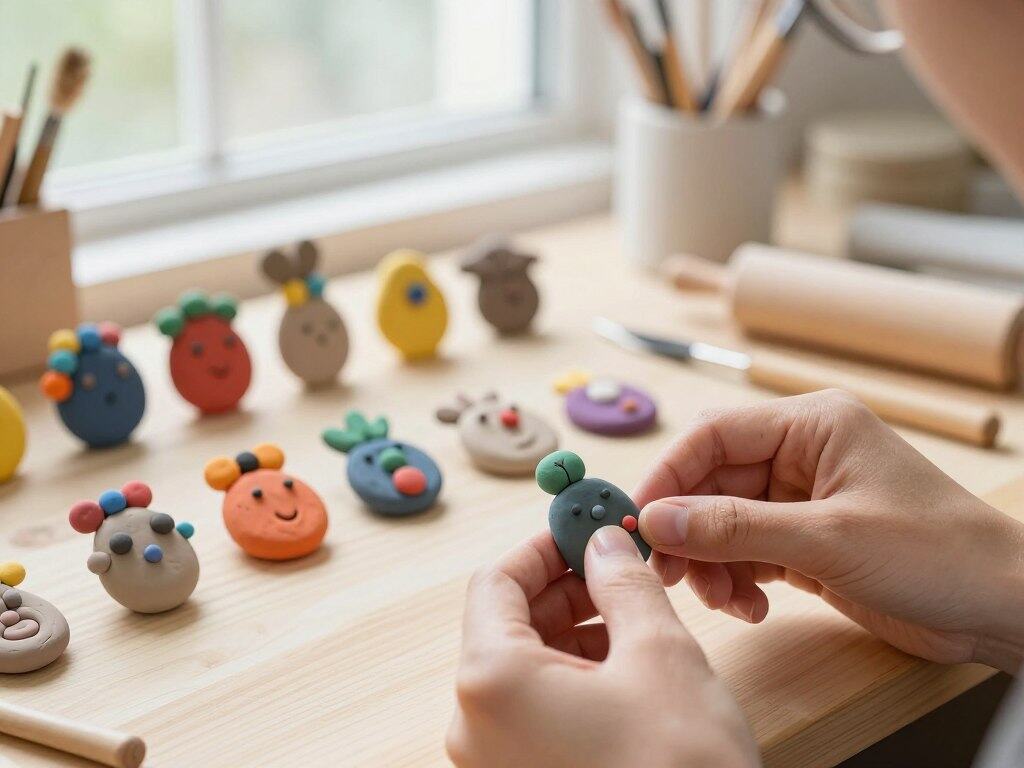 Knete Figuren modellieren für Schmuck