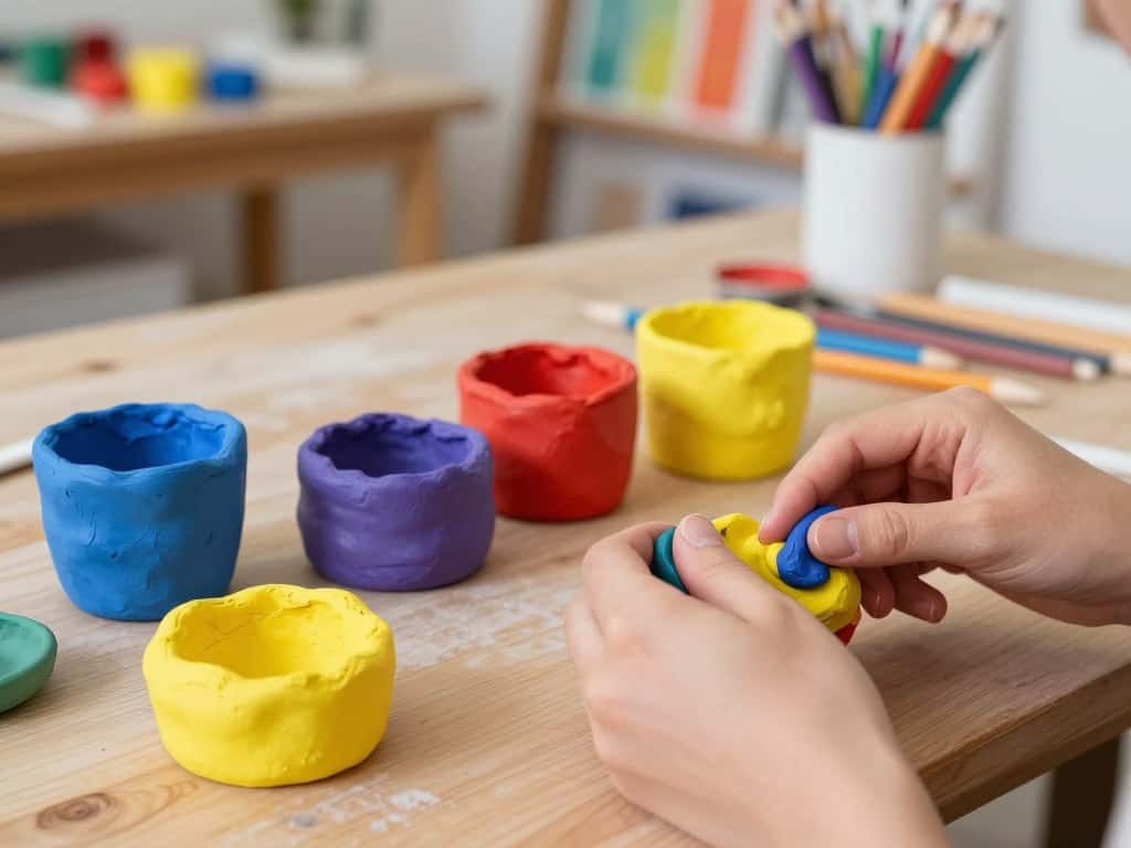 Knete kombinieren mit verschiedenen Farbtönen