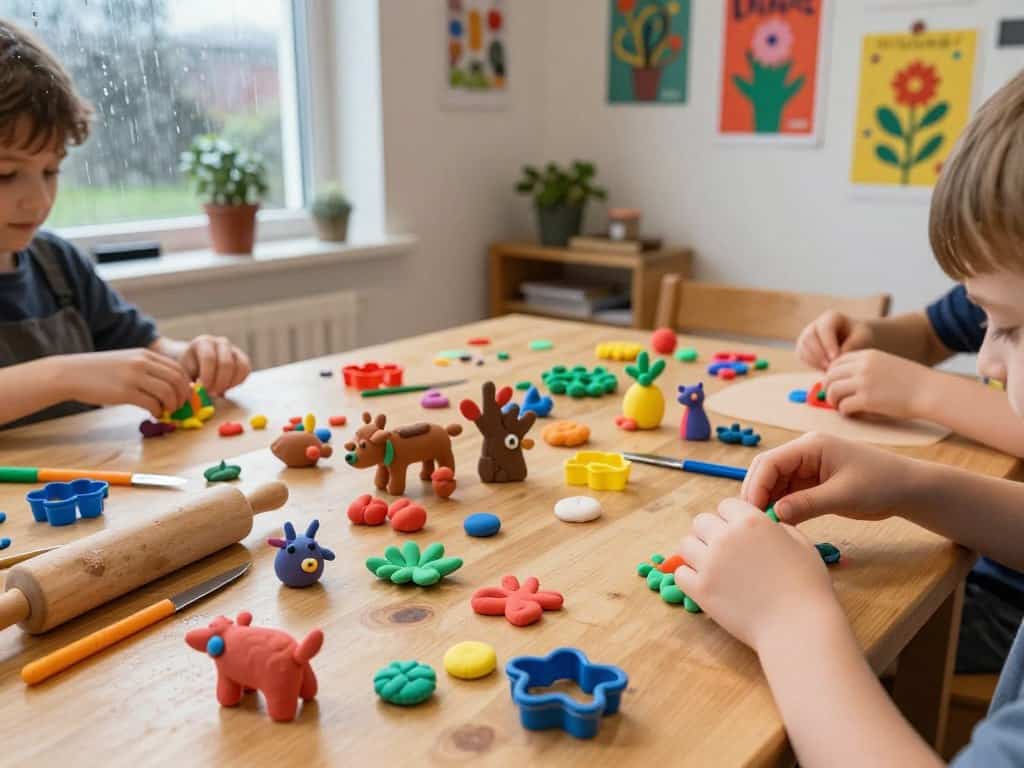 Knetprojekte mit thematischen Szenen für drinnen