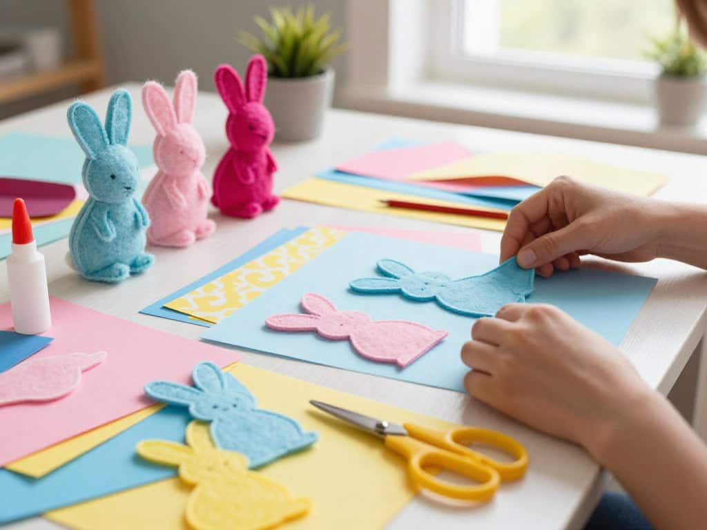 Materialien für Papierhasen basteln und Filzhasen basteln