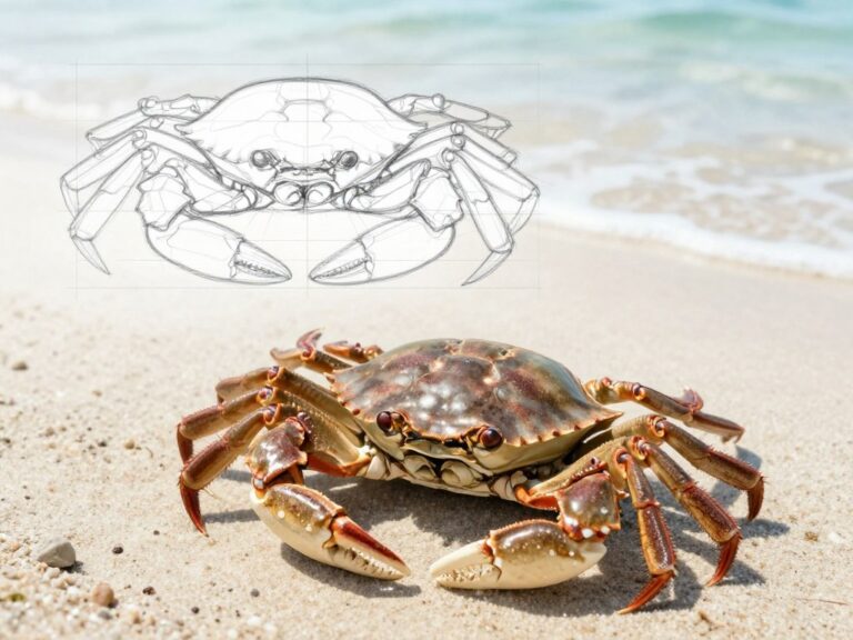 Mehr über den Artikel erfahren Zeichnung von einem Krabbenmotiv – Wie zeichnet man eine Krabbe?