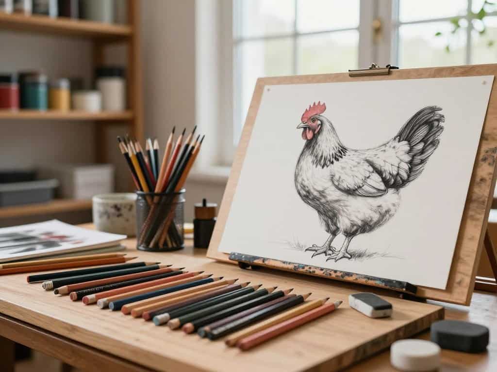 Zeichenmaterialien Huhn für professionelle Huhnzeichnungen