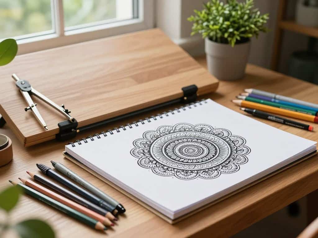 Zeichenmaterialien für Mandala zeichnen