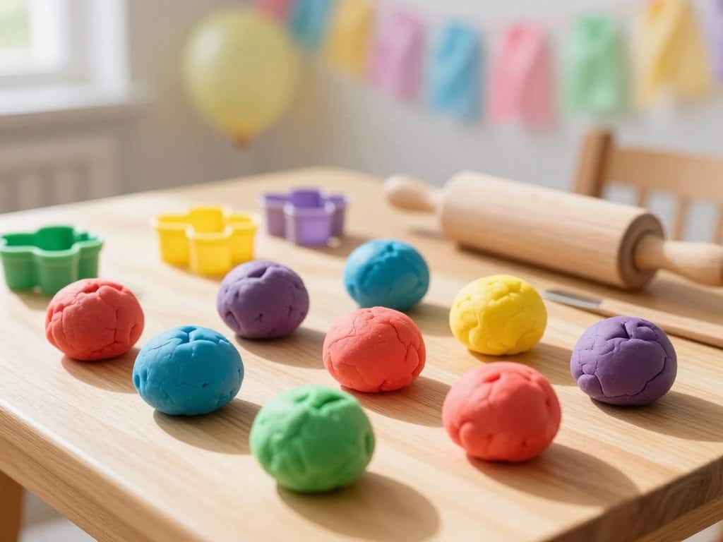 bunte Knete selbstgemacht in verschiedenen Farben