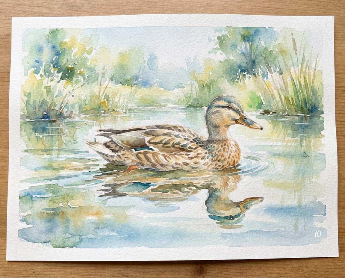Ente malen mit Wasserfarben Ente malen mit Wasserfarben
