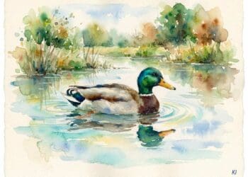 Ente malen mit Wasserfarben