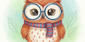 Eule mit Brille niedlich malen