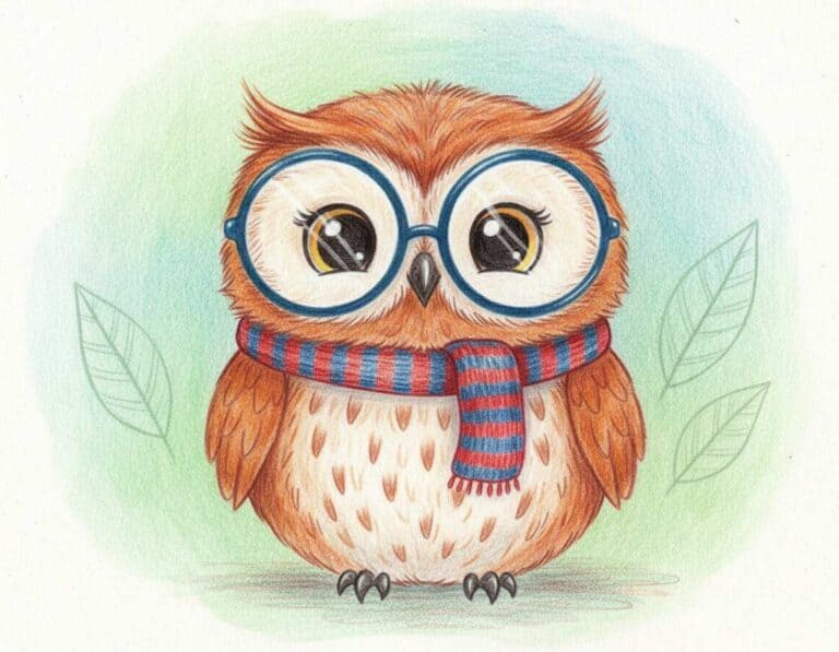 Mehr über den Artikel erfahren Eule mit Brille niedlich malen