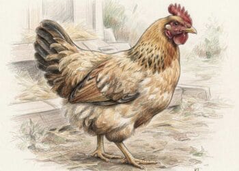 Fortgeschrittene Buntstiftzeichung von einem Huhn