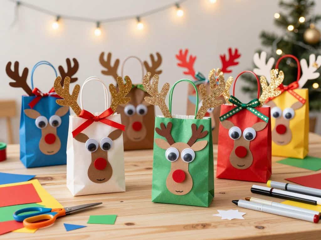 DIY Weihnachten Rentier Tüten mit verschiedenen Gestaltungsideen