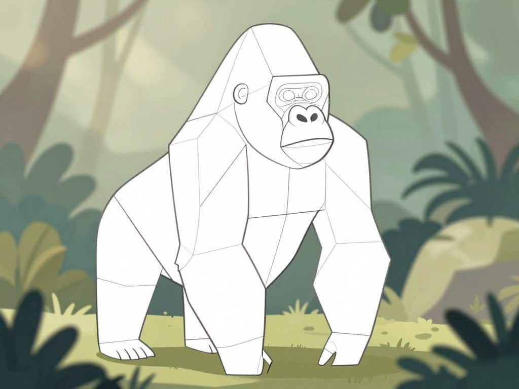Grundskizze Gorilla mit geometrischen Formen