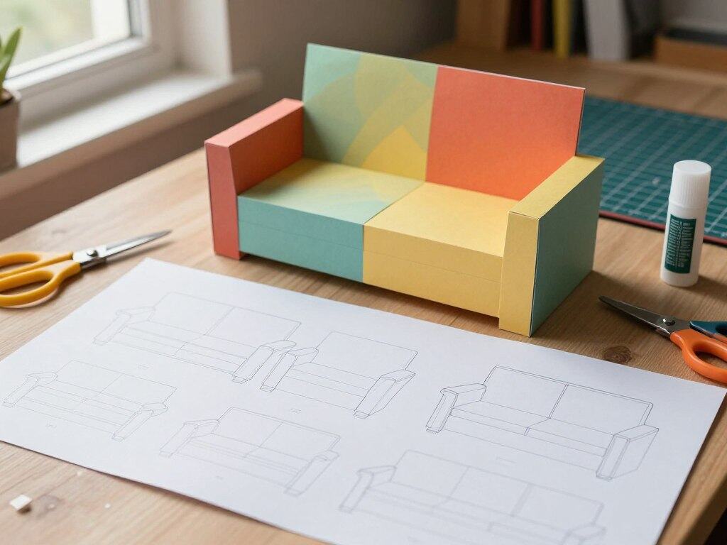 Papiersofa Anleitung mit Vorlagen und Schablonen