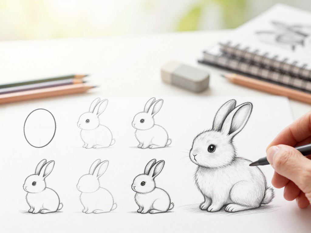 Wie zeichnet man Hase Schritt für Schritt zeichnen