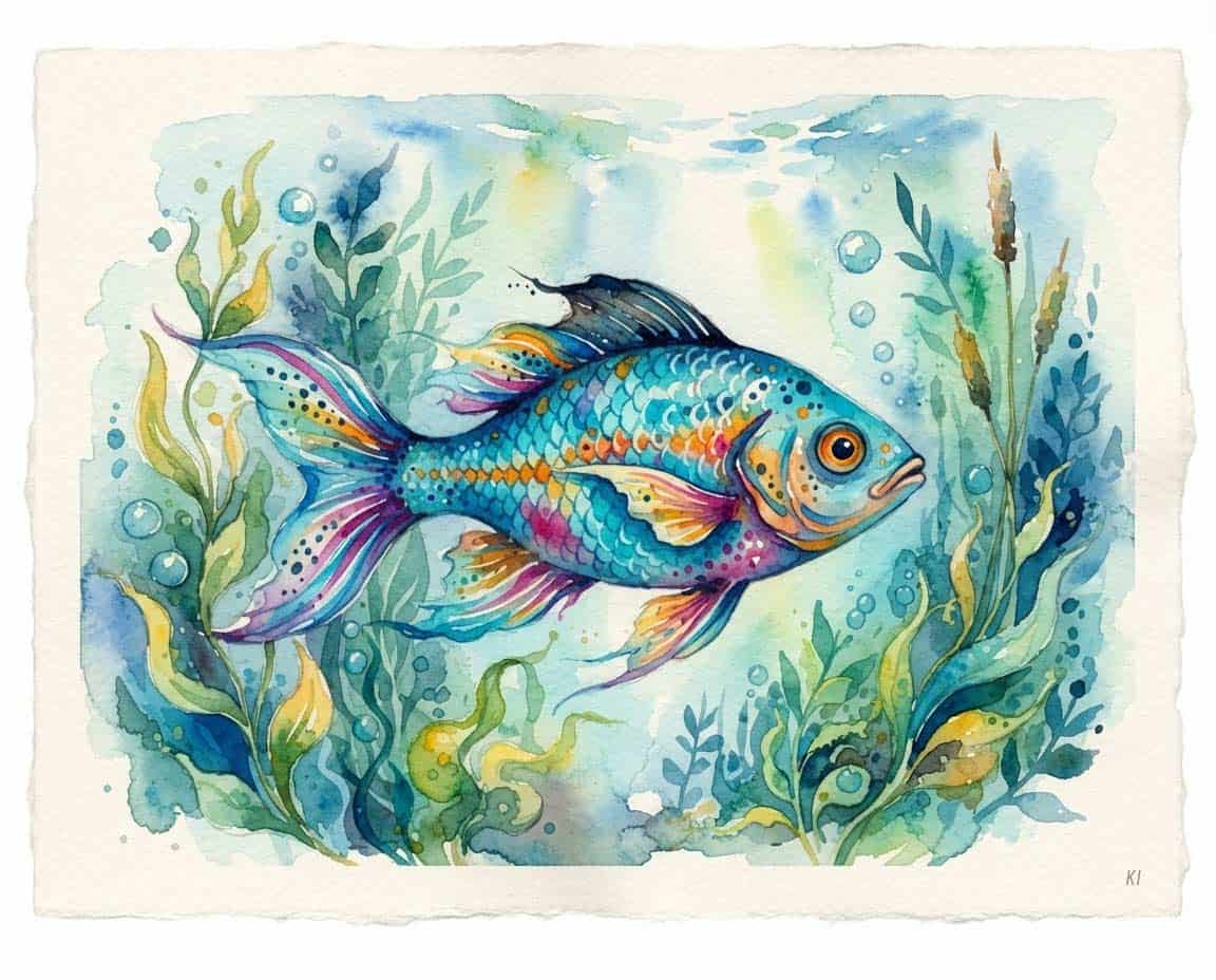Fisch gemalt in Aquarell Fisch gemalt in Aquarell