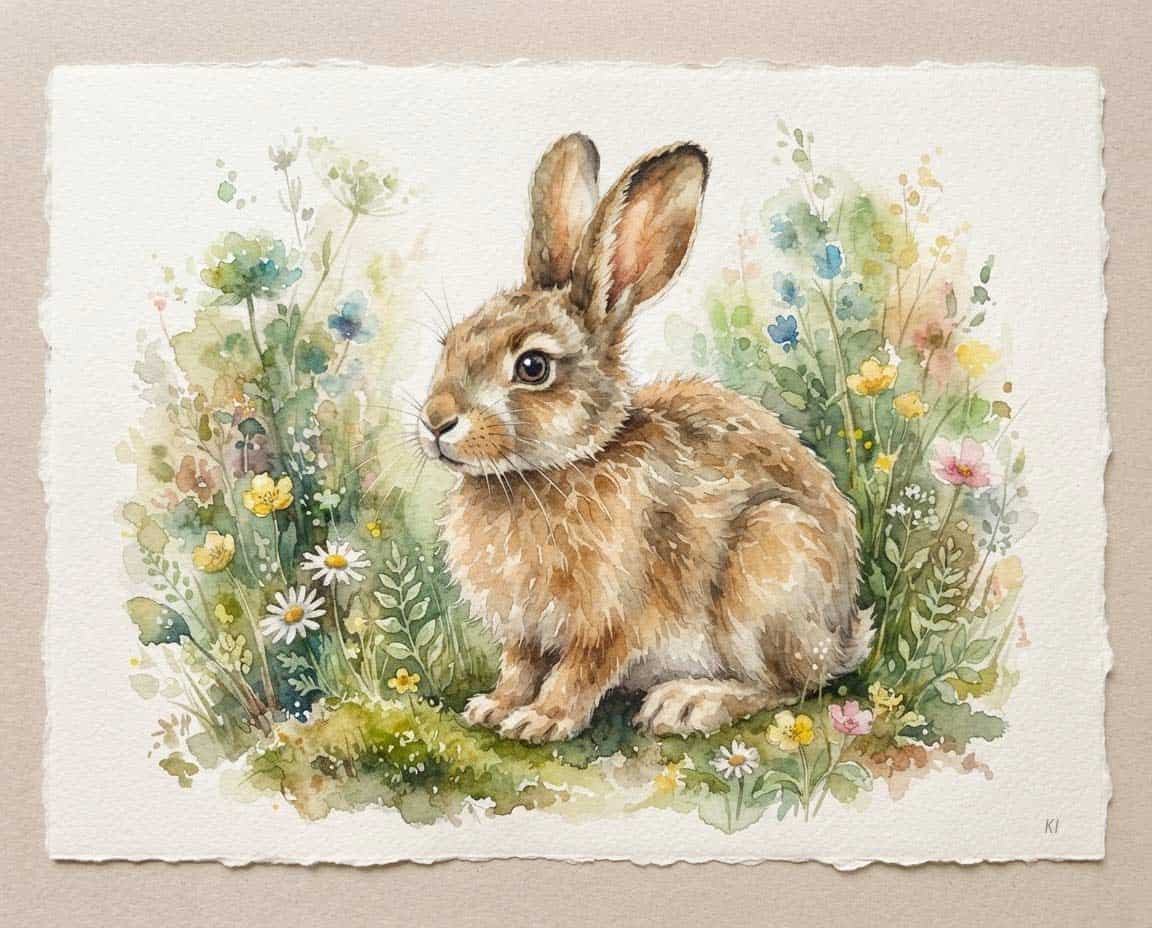 Hase mit Aquarell gezeichnet Hase mit Aquarell gezeichnet