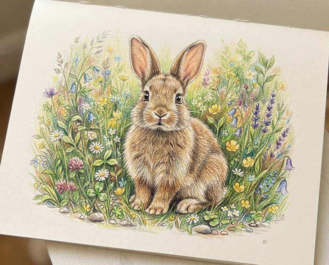 Hase mit Buntstift gezeichnet Hase mit Buntstift gezeichnet