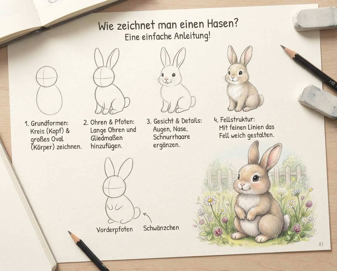 Anleitung für eine Hasenzeichnung Anleitung für eine Hasenzeichnung