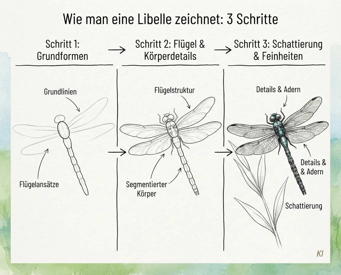 Wie zeichnet man eine Libelle? Schritt für Schritt Anleitung Wie zeichnet man eine Libelle? Schritt für Schritt Anleitung