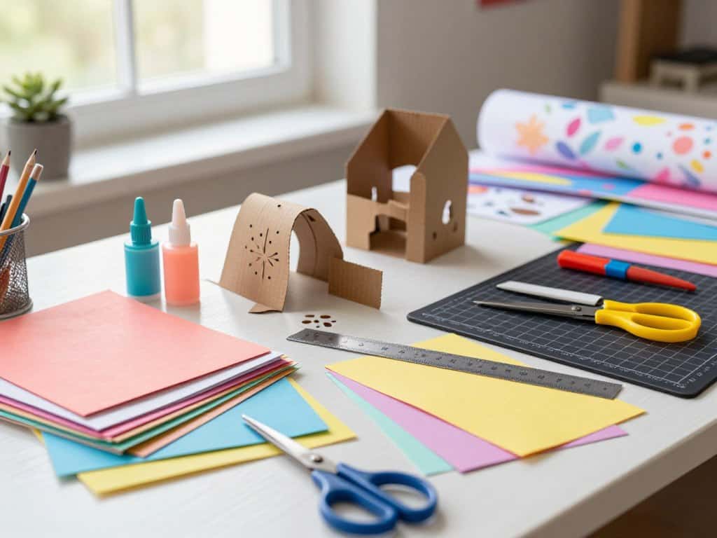 Bastelmaterialien und Karton Werkzeuge für Papierbasteln