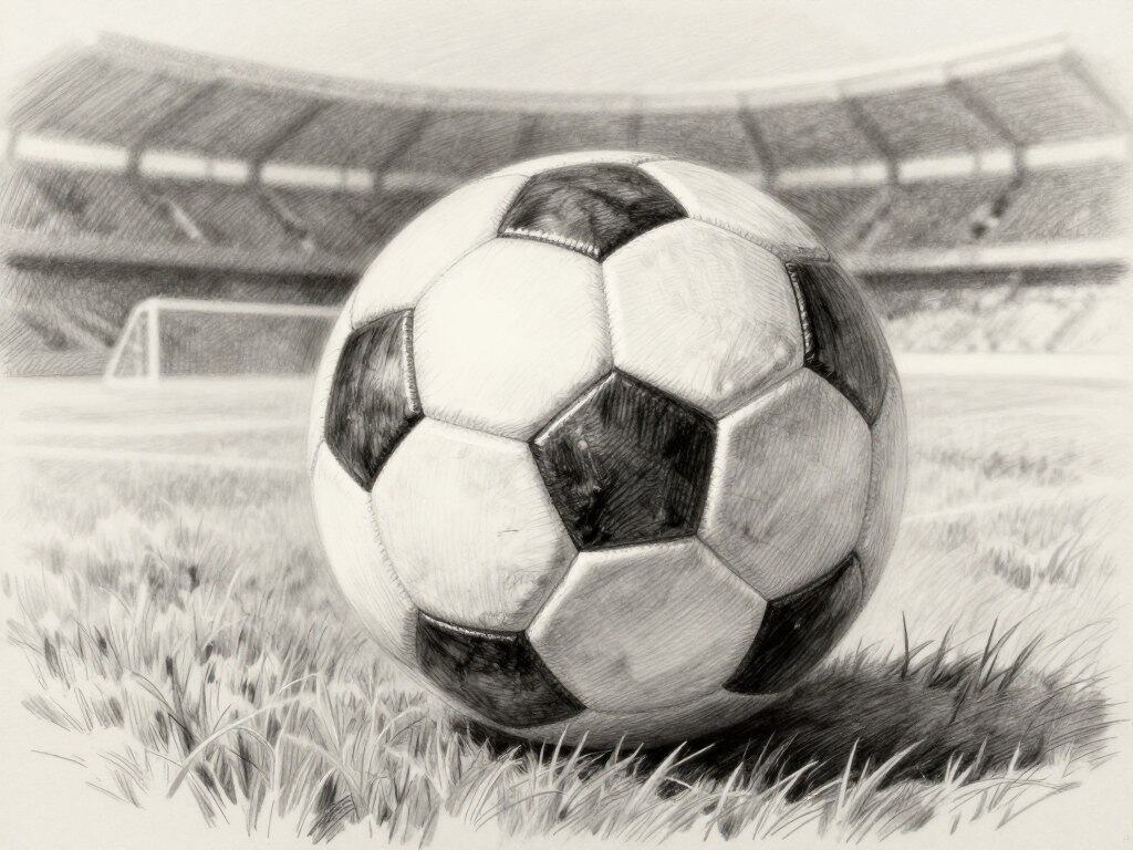 Fußball realistisch zeichnen mit Schattierung