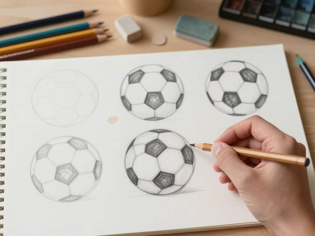 Fußball zeichnen Schritt für Schritt Anleitung