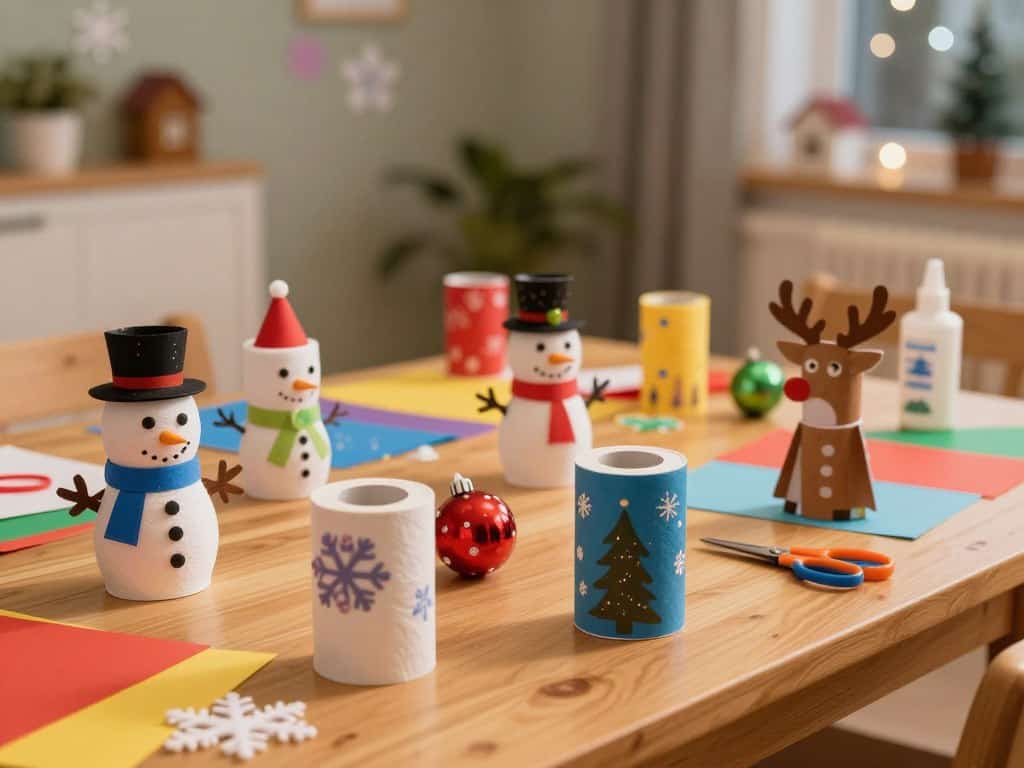 Kreative Bastelideen mit Klopapierrollen für Winterspielzeug