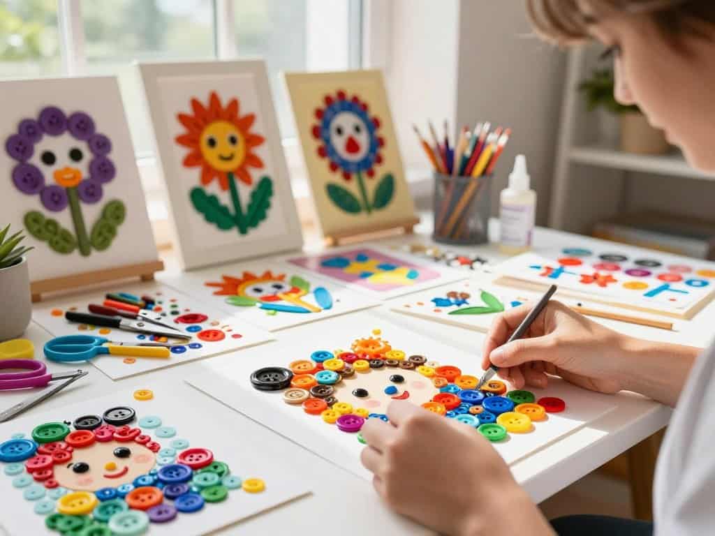 Kreative Designs und Knopfbild Motive für Bastelinspiration