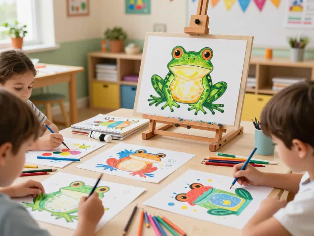 Verschiedene Stilrichtungen beim Frosch zeichnen Kinder